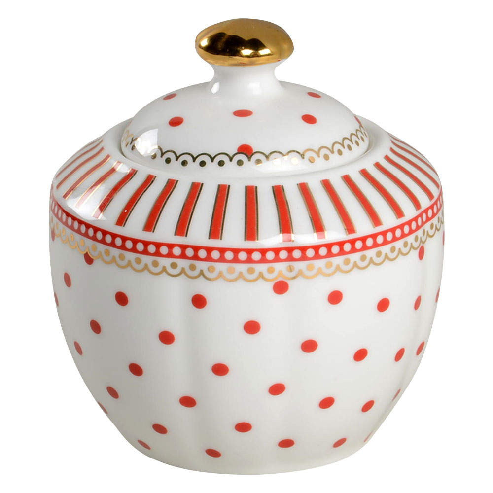 Josephine Red Sugar Bowl & Lid by Grace's Teaware-1