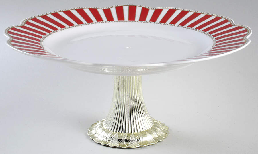 Josephine Red Cake Stand with 4"-5" Metal Pedestal  Hc by Grace's Teaware-1
