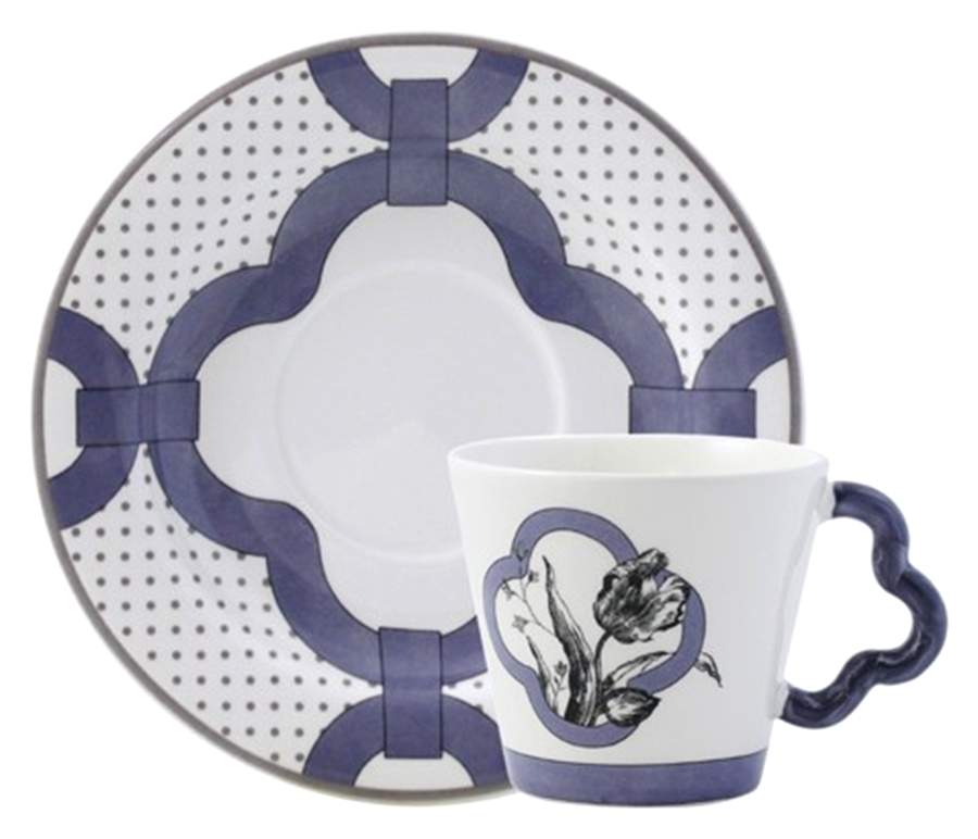 Allure Flat Cup & Saucer Set by Faiencerie De Gien-1