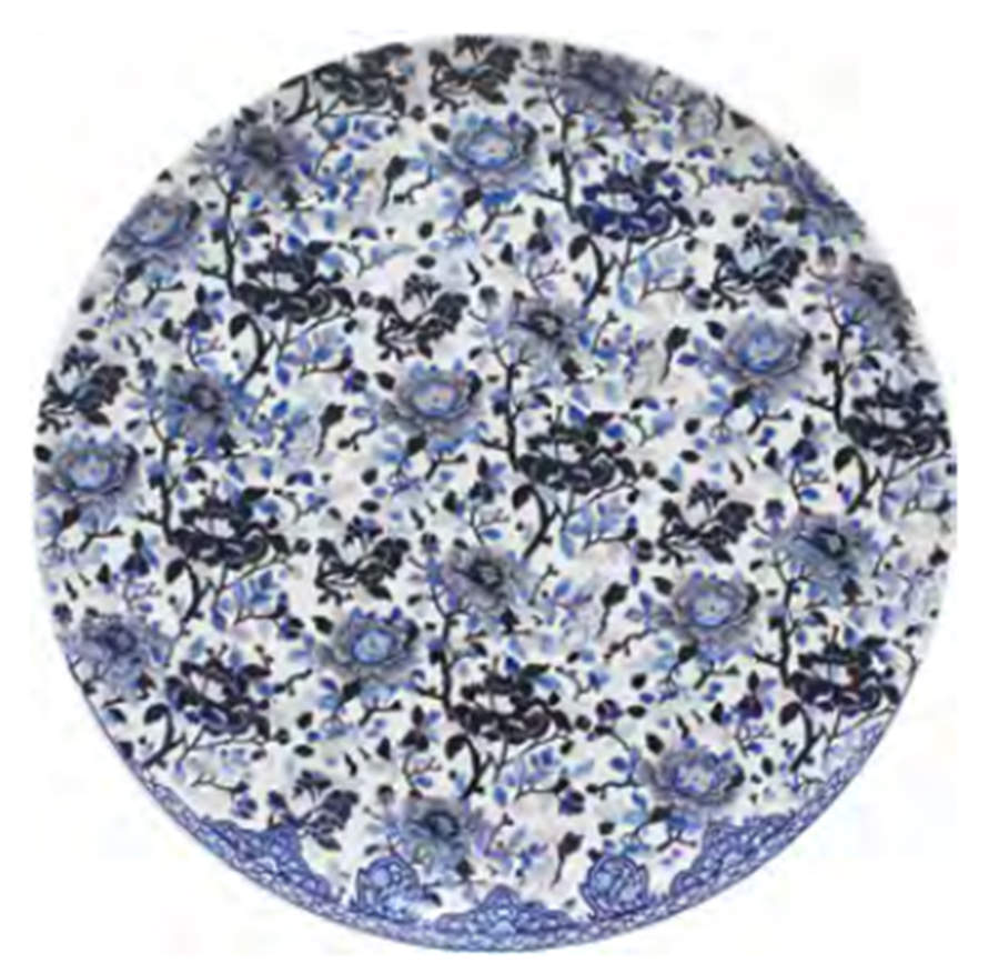 Pivoines Bleues Wall Plate by Faiencerie De Gien-1