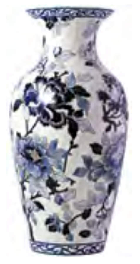 Pivoines Bleues 14" Vase by Faiencerie De Gien-1