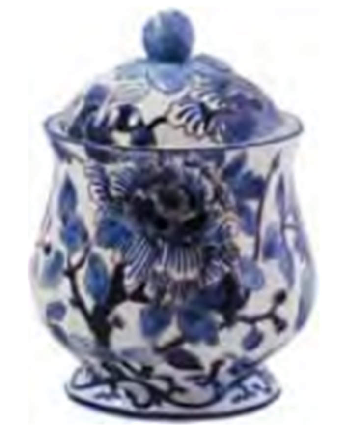 Pivoines Bleues Sugar Bowl & Lid by Faiencerie De Gien-1