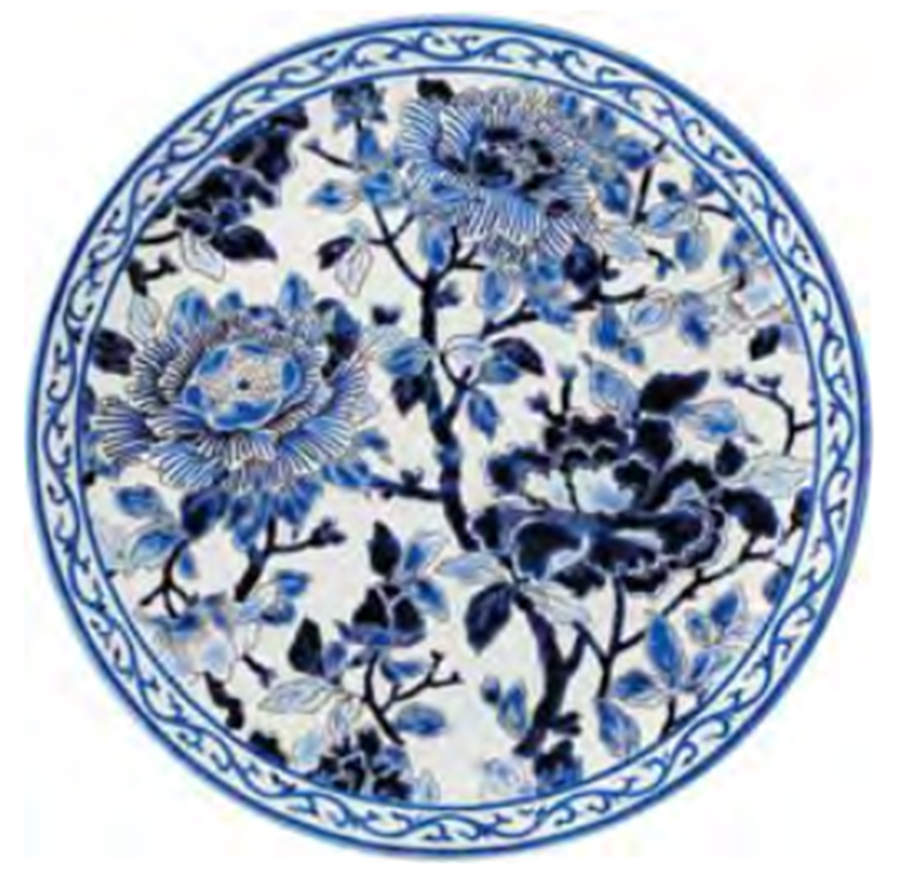 Pivoines Bleues Cake Plate by Faiencerie De Gien-1