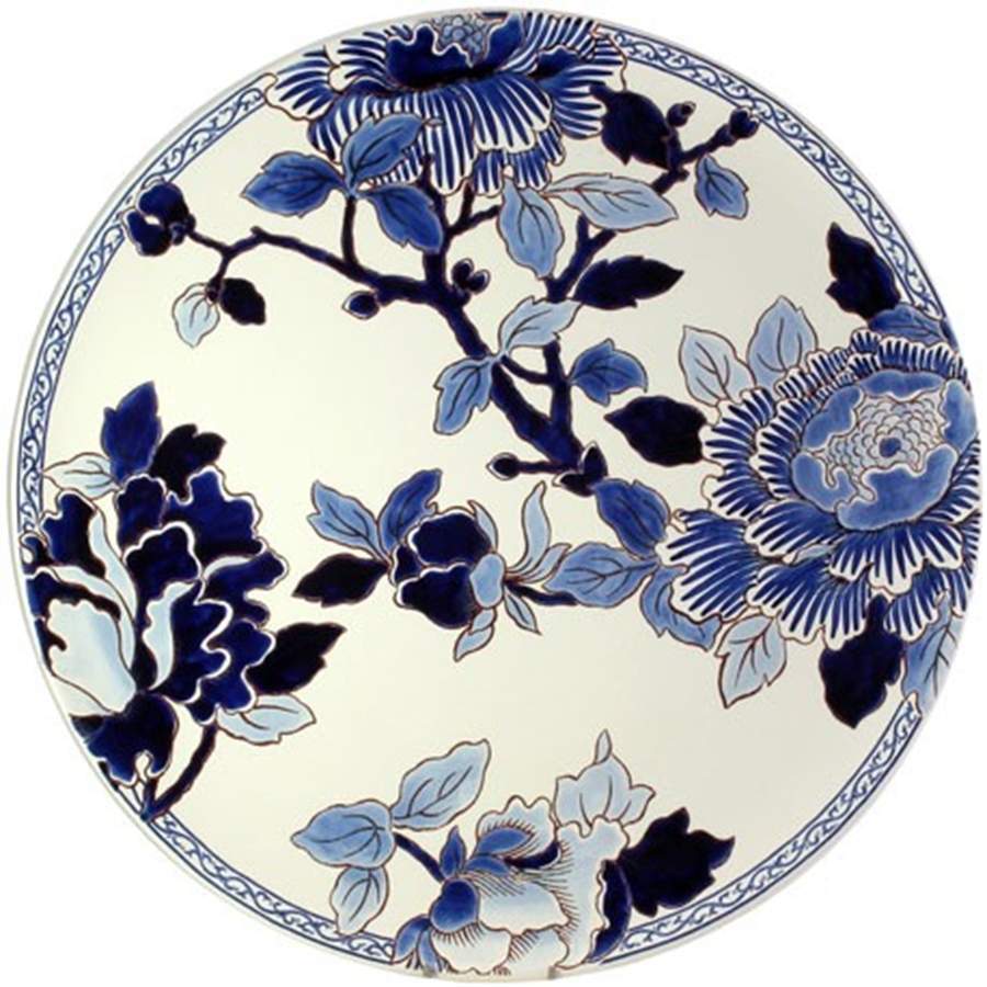 Pivoines Bleues Plate Wall by Faiencerie De Gien-1