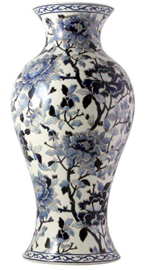 Pivoines Bleues 18" Vase by Faiencerie De Gien-1