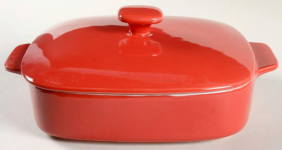 Bistro Red 2 Quart Square Casserole with Ceramic Lid by Gorham-1