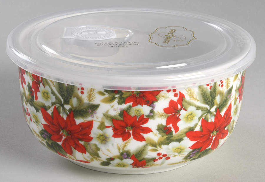 Poinsettia Chintz 6" Storage Ceramic Bowl by Grace's Teaware-1