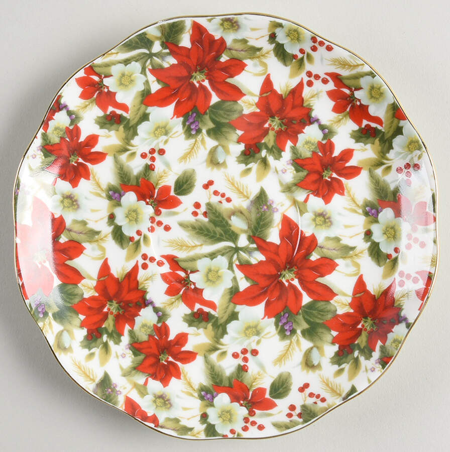 Poinsettia Chintz Saucer by Grace's Teaware-1