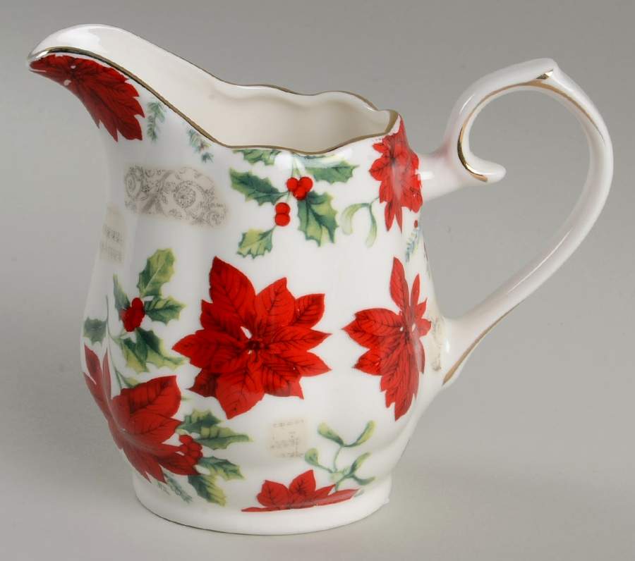 Poinsettia Chintz Creamer by Grace's Teaware-1