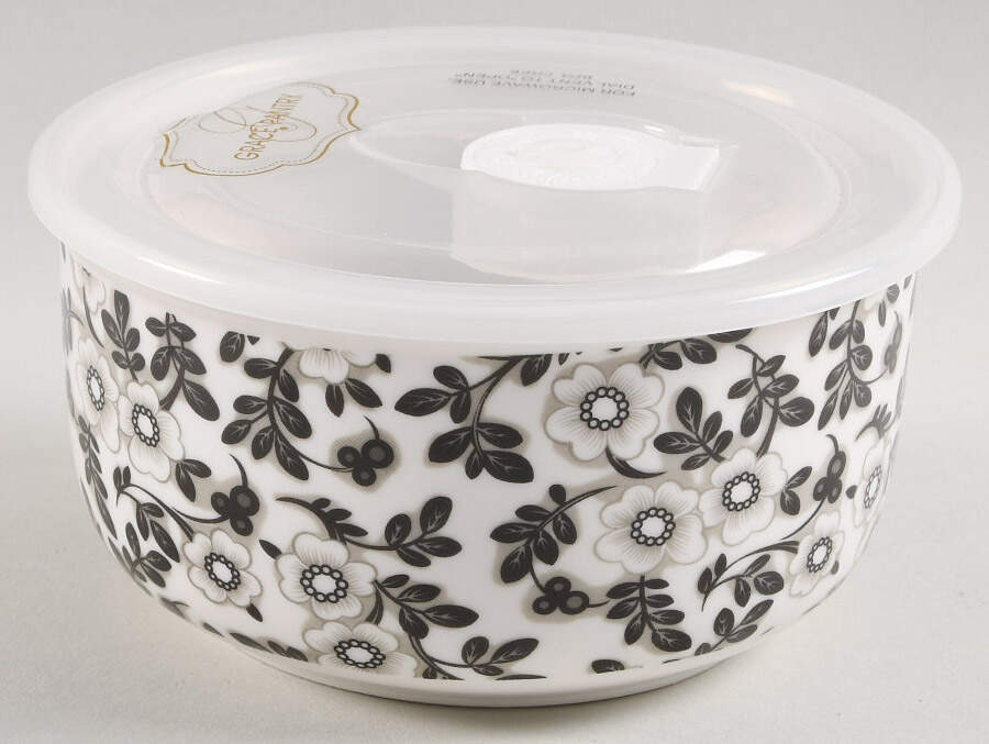 Dainty 16 Oz Round Plastic Microwave Bowl w/Vent Lid by Grace's Teaware-1
