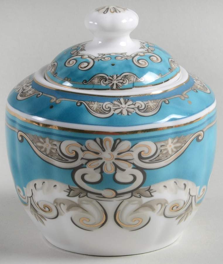 Venetian Turquoise Sugar Bowl & Lid by Grace's Teaware-1