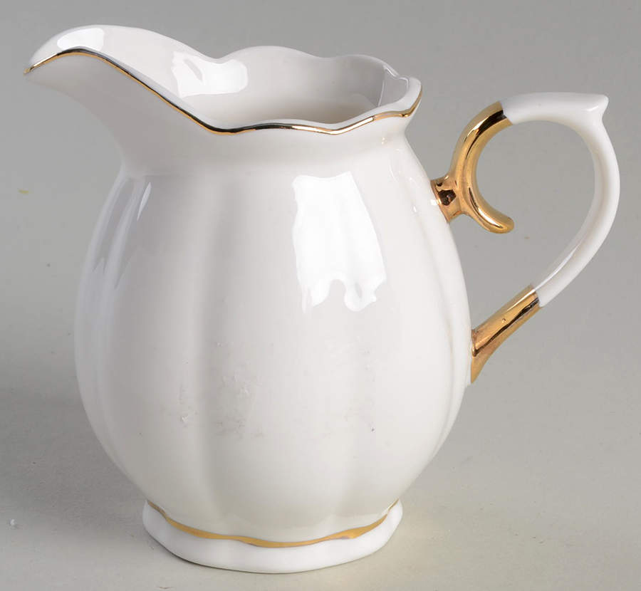 Scallop White (Gold Trim) Creamer by Grace's Teaware-1