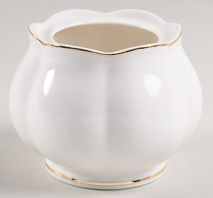 Scallop White (Gold Trim) Sugar Bowl No Lid by Grace's Teaware-1