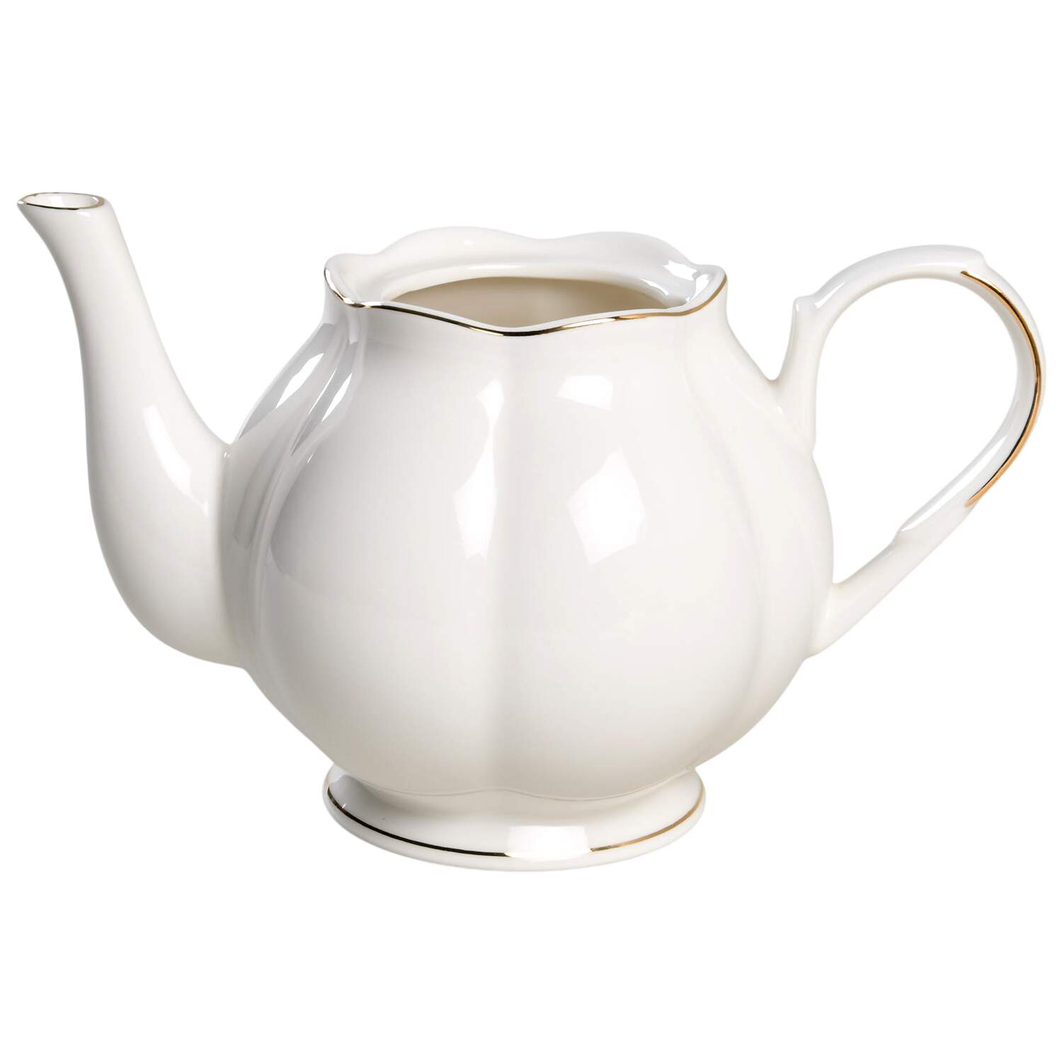 Scallop White (Gold Trim) Teapot No Lid by Grace's Teaware-1