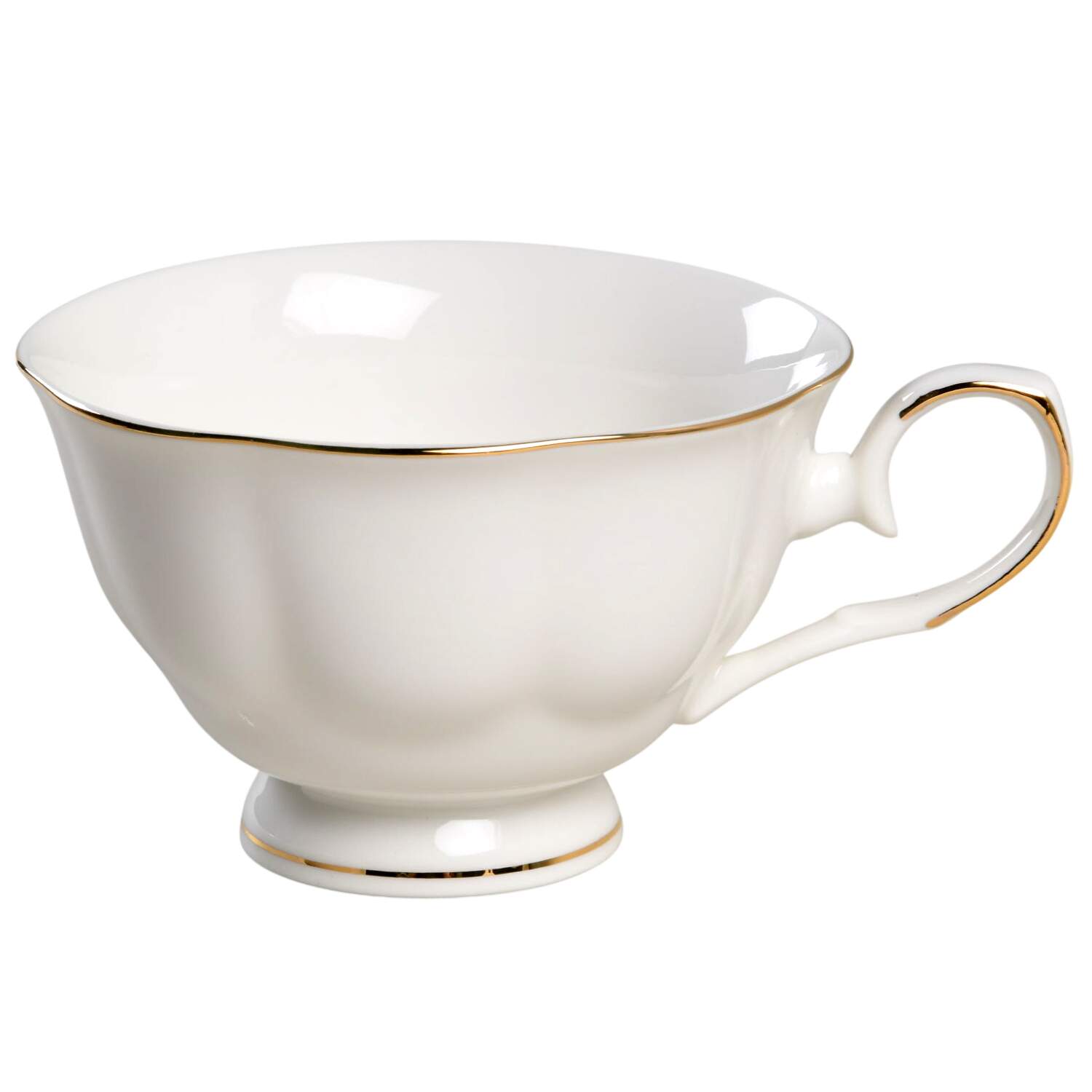 Scallop White (Gold Trim) Footed Cup by Grace's Teaware-1