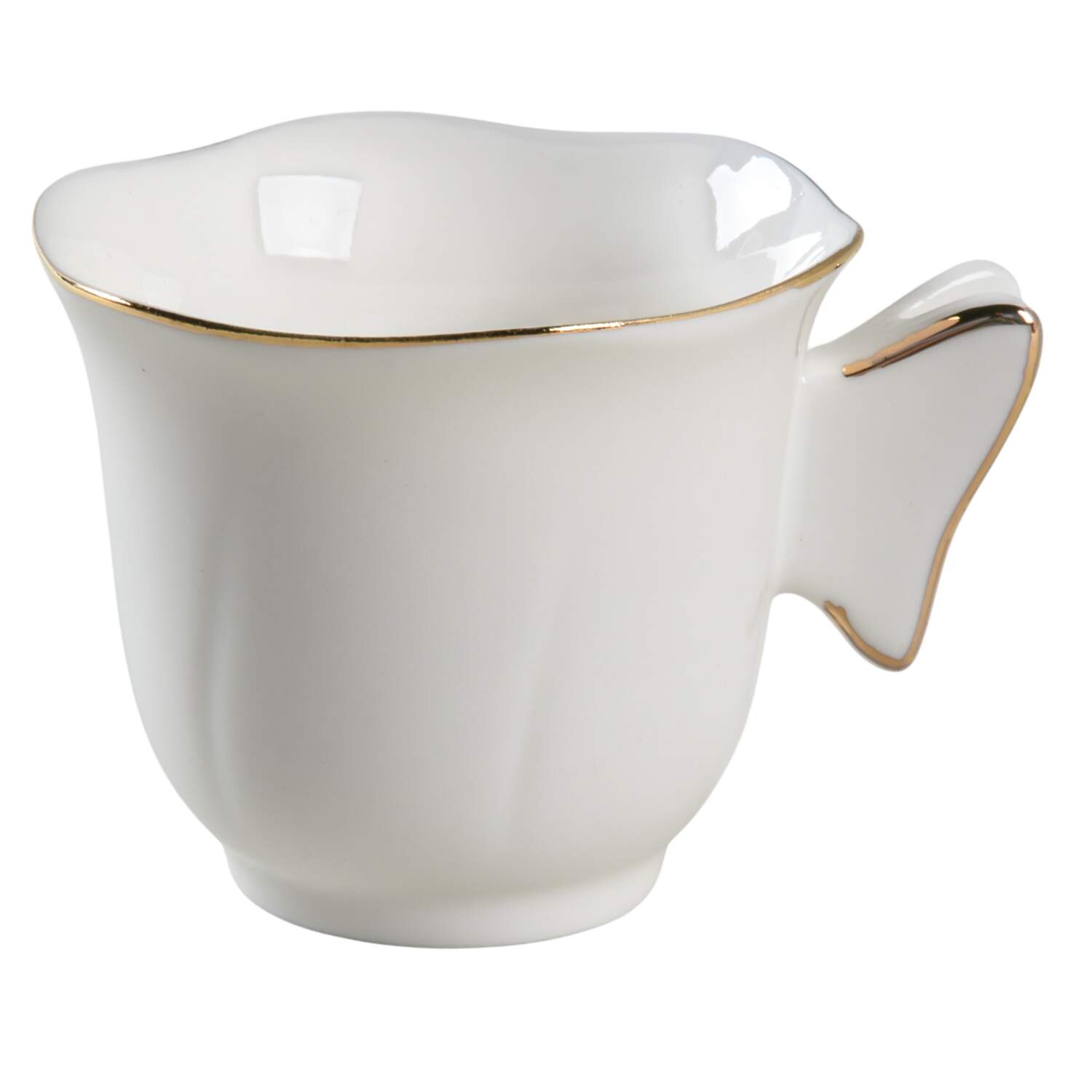 Scallop White (Gold Trim) Flat Demitasse Cup by Grace's Teaware-1