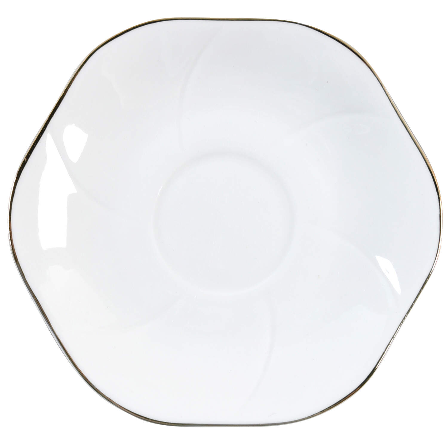Scallop White (Gold Trim) Saucer for Demitasse Cup by Grace's Teaware-1