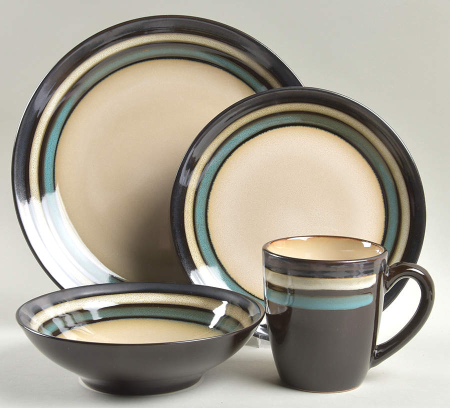 Lewisville Teal 4 Piece Place Setting by Gibson Designs-1