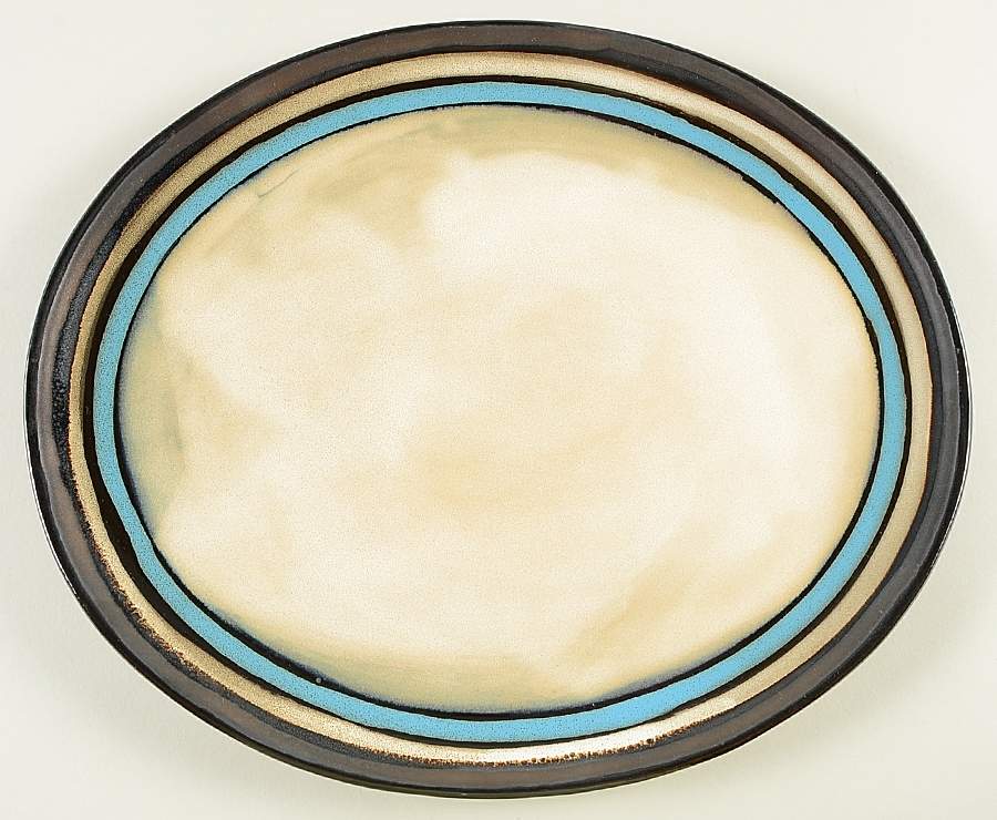 Lewisville Teal 13" Oval Serving Platter by Gibson Designs-1