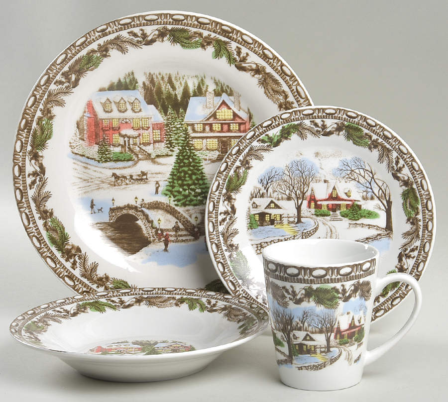 Christmas Toile 4 Piece Place Setting by Gibson Designs-1