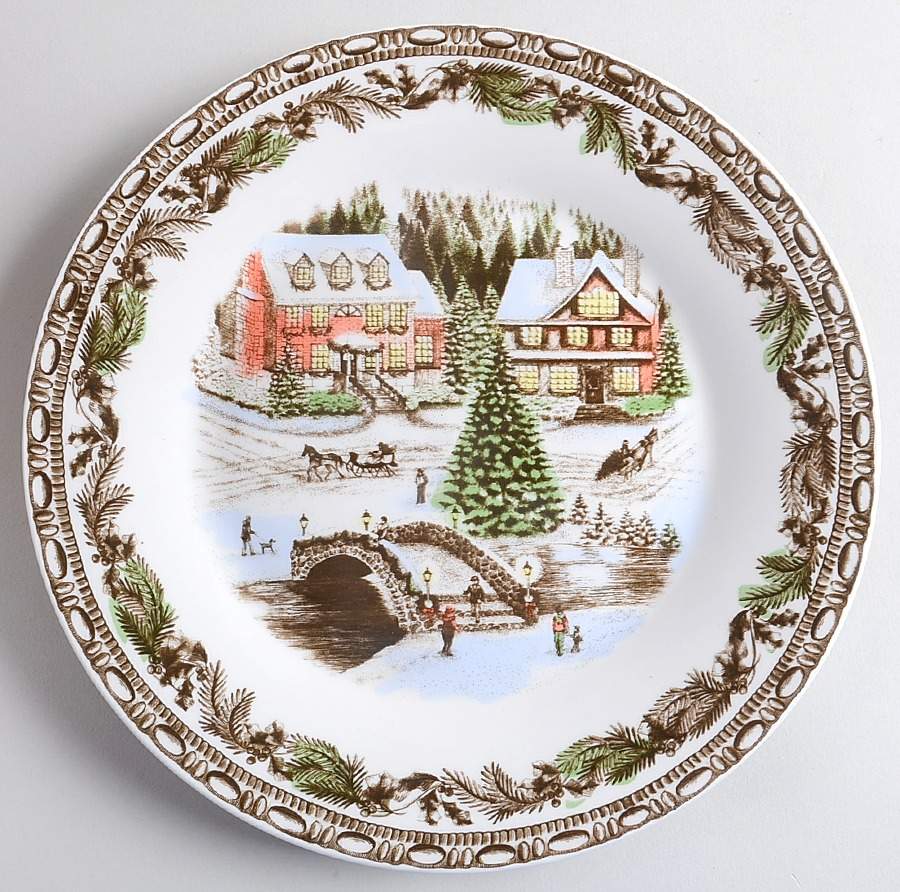 Christmas Toile Dinner Plate by Gibson Designs-1