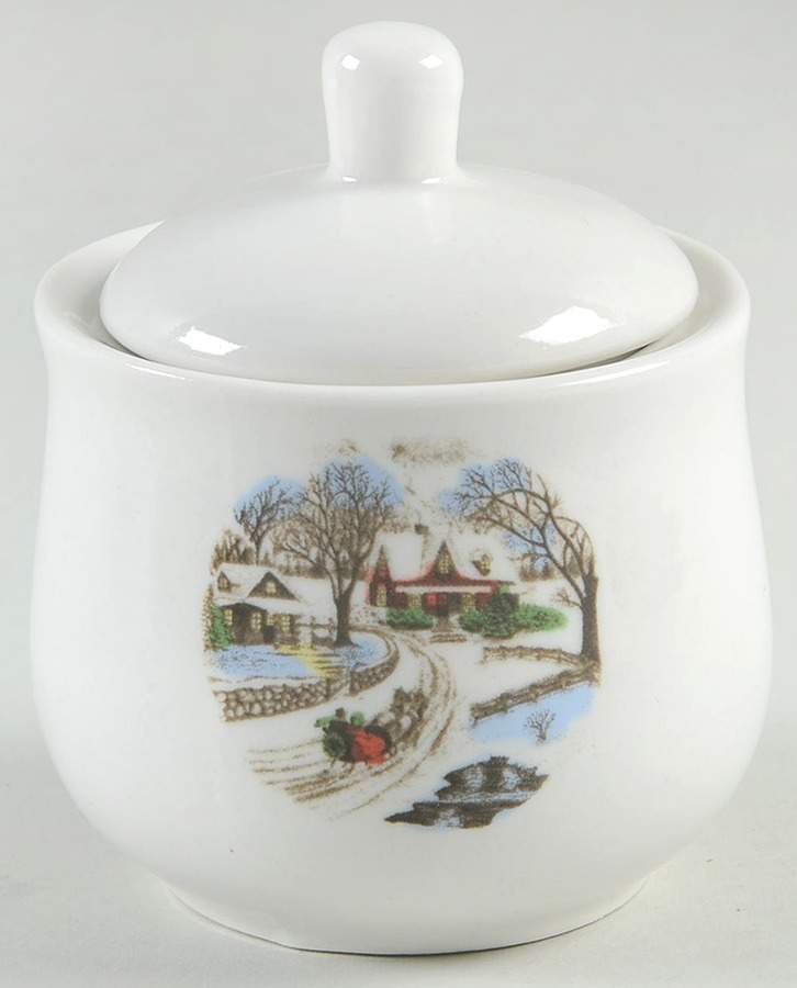 Christmas Toile Sugar Bowl & Lid by Gibson Designs-1