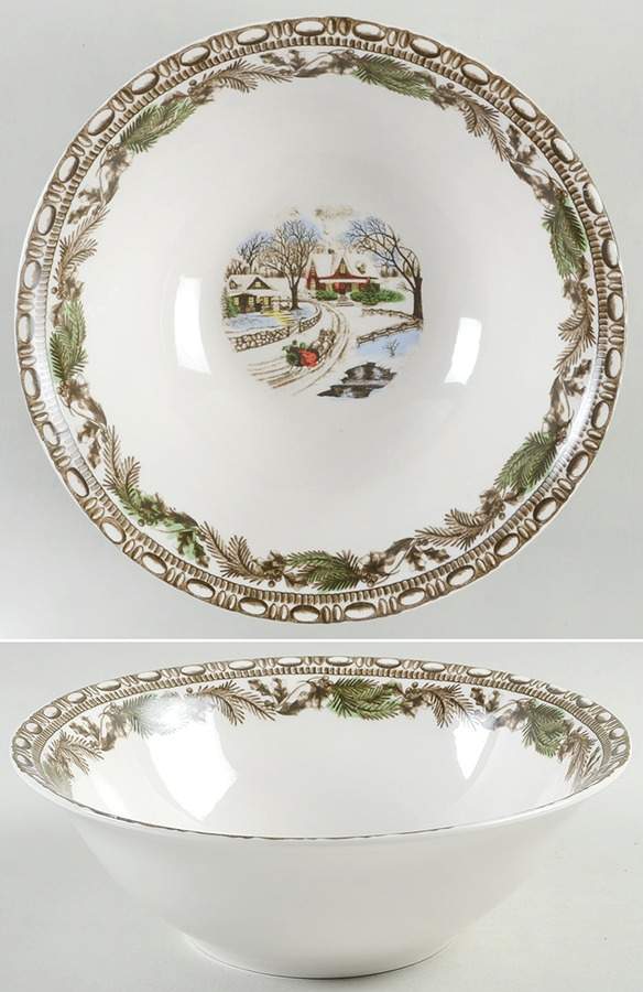 Christmas Toile 9" Round Serving Bowl by Gibson Designs-1