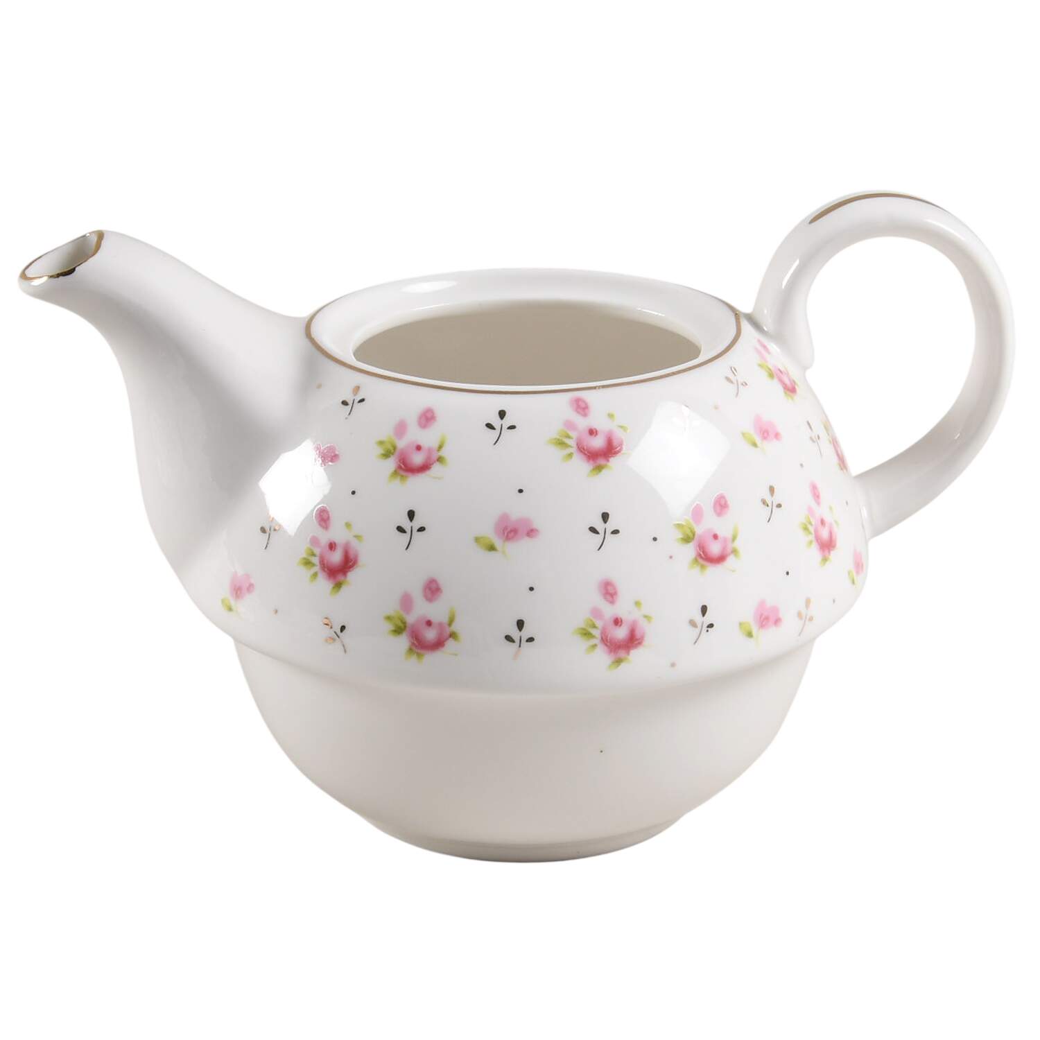 Pink Rose Individual Teapot with Cup Teapot No Lid by Grace's Teaware-1