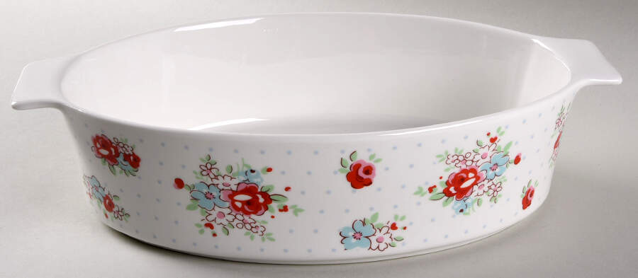 Katie Rose Oval Baker with Lid, No Lid by Grace's Teaware-1