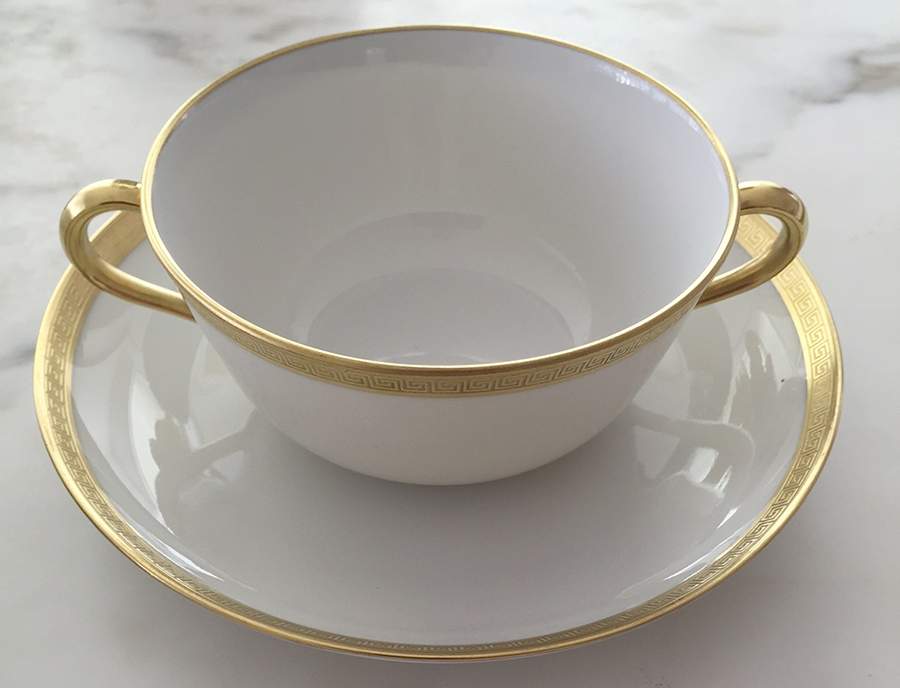 GIN367 Flat Cream Soup Bowl & Saucer Set by Ginori 1735-1