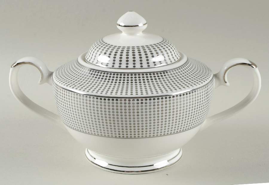 Grey Pin Dots Sugar Bowl & Lid by Grace's Teaware-1