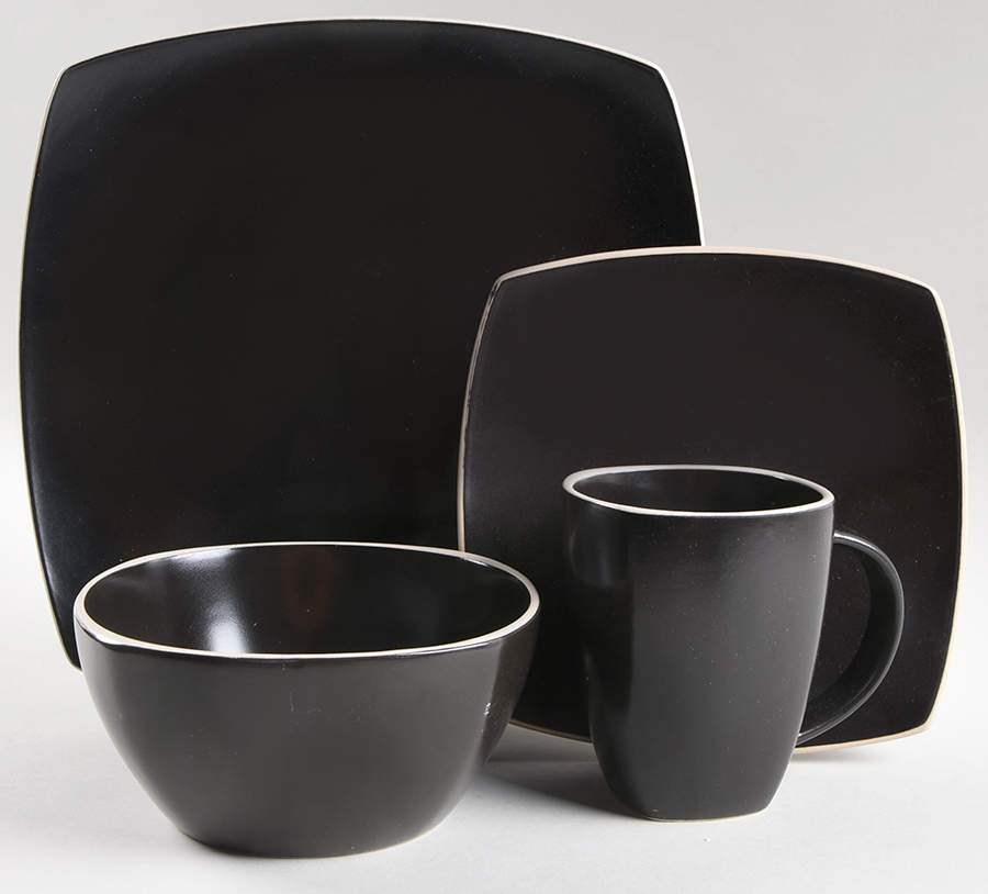 Soho Lounge Matte Black 4 Piece Place Setting by Gibson Designs-1