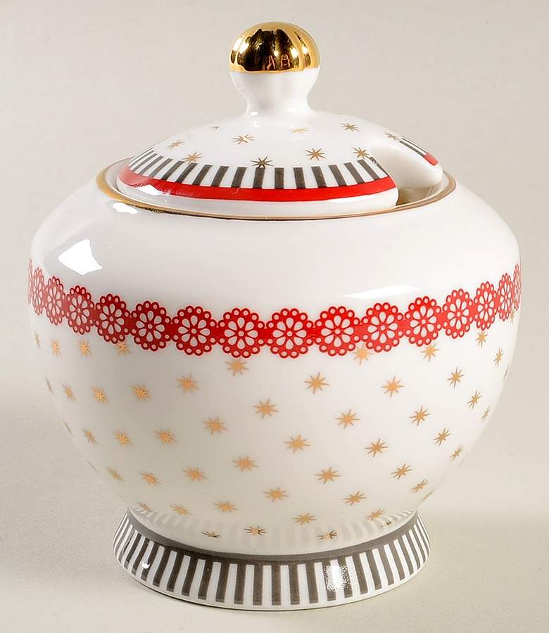 Red Nordic Sugar Bowl & Lid by Grace's Teaware-1