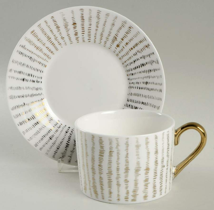 Gold Scratch Flat Cup & Saucer Set by Grace's Teaware-1