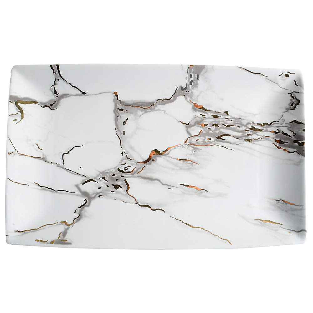 Grey Gold Marble 14" Rectangular Serving Platter by Grace's Teaware-1