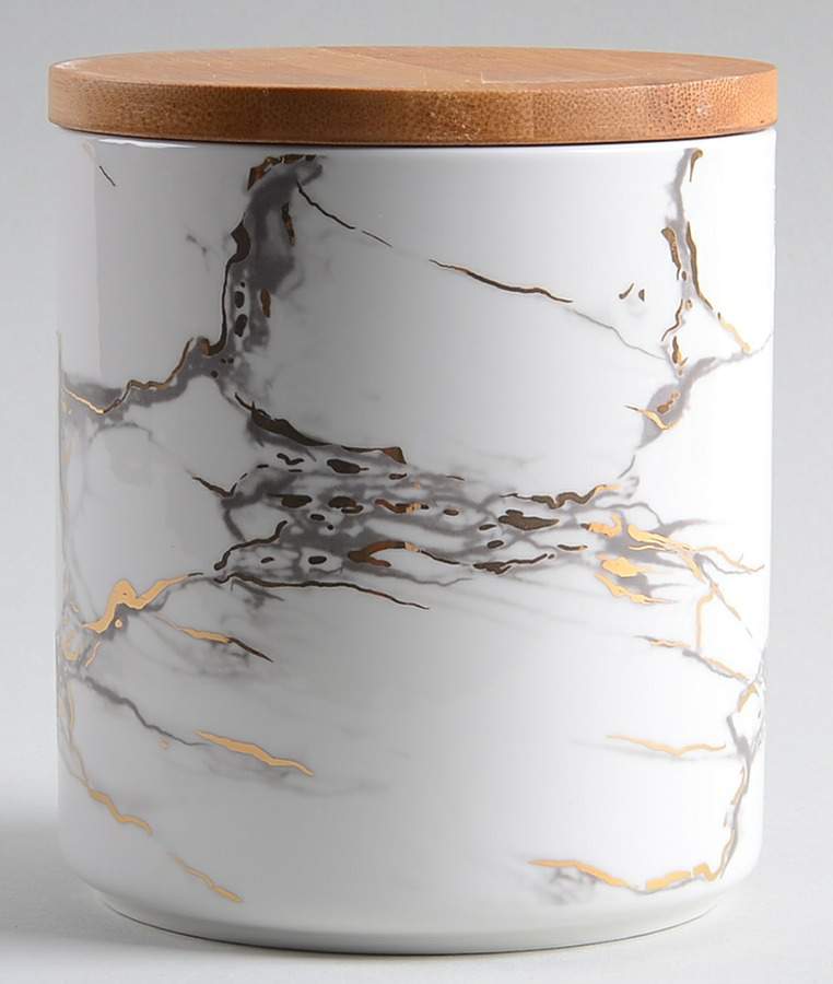 Grey Gold Marble Medium Canister & Lid by Grace's Teaware-1