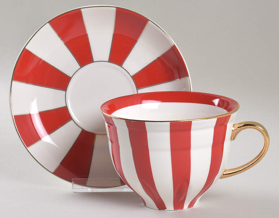 Red Scallop Jumbo Cup & Saucer Set by Grace's Teaware-1