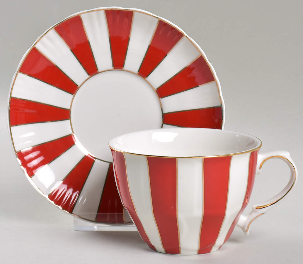 Red Scallop Flat Cup & Saucer Set by Grace's Teaware-1
