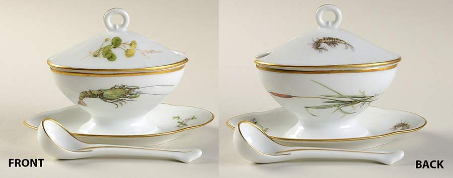 GIN369 Mustard with Attached Underplate, Lid and Spoon by Ginori 1735-1