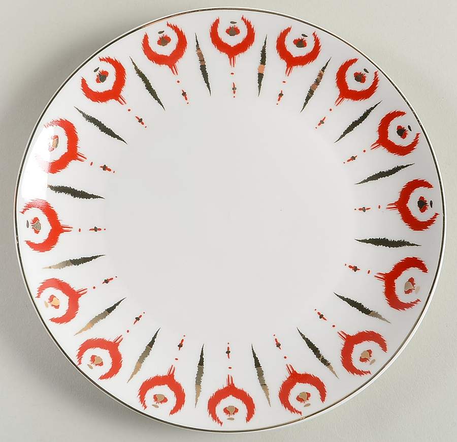 Red Ikat Salad Plate by Grace's Teaware-1