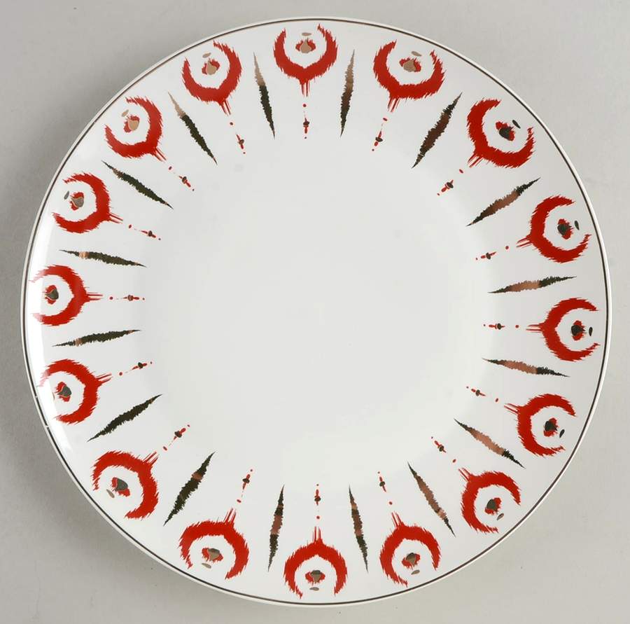 Red Ikat Dinner Plate by Grace's Teaware-1