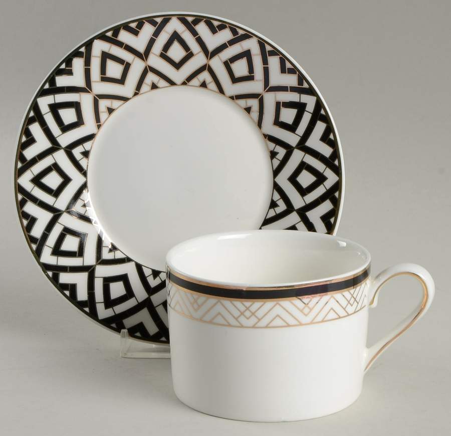 Black Morocco Flat Cup & Saucer Set by Grace's Teaware-1