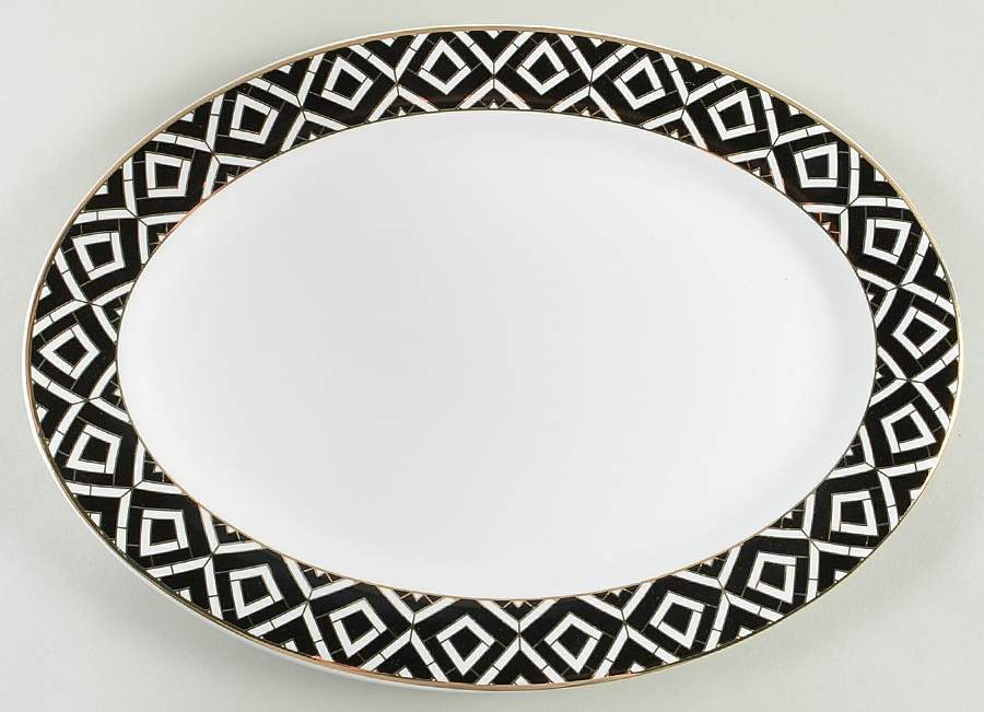 Black Morocco 13" Oval Serving Platter by Grace's Teaware-1