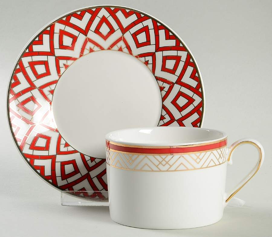 Red Morocco Flat Cup & Saucer Set by Grace's Teaware-1