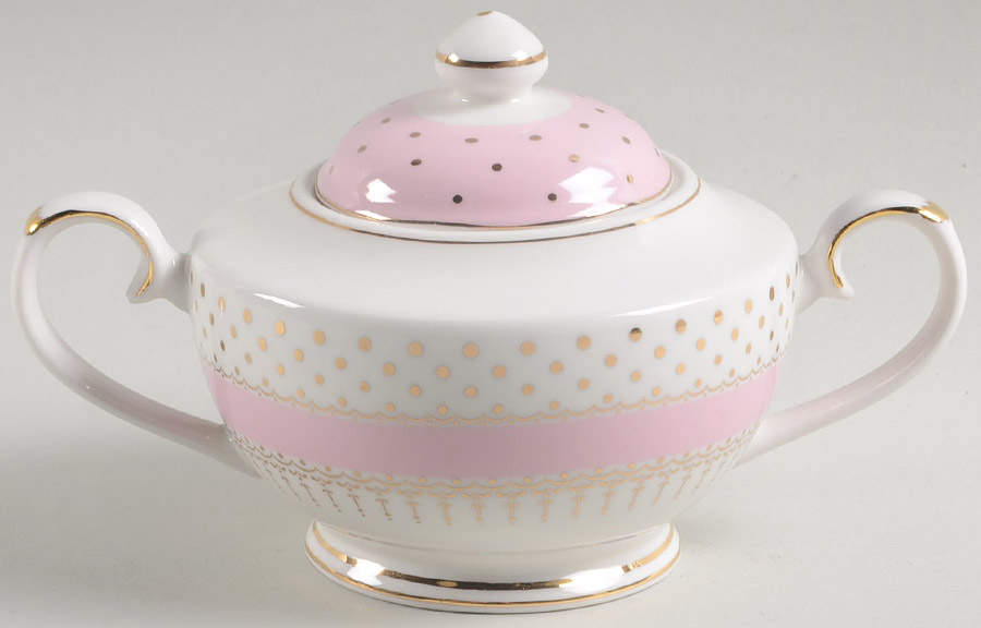 Pin Dots Pink Sugar Bowl & Lid by Grace's Teaware-1