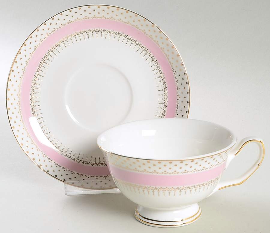 Pin Dots Pink Footed Cup & Saucer Set by Grace's Teaware-1