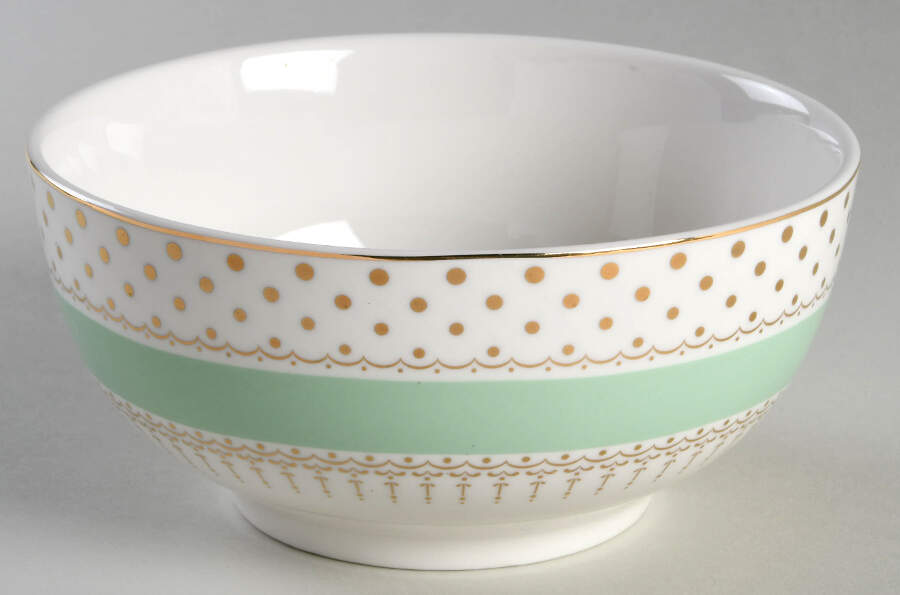 Pin Dots Mint Green Soup/Cereal Bowl by Grace's Teaware-1