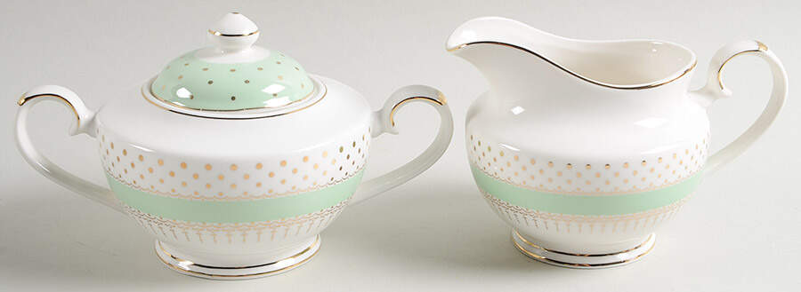 Pin Dots Mint Green Creamer & Sugar with Lid (Box Set) by Grace's Teaware-1