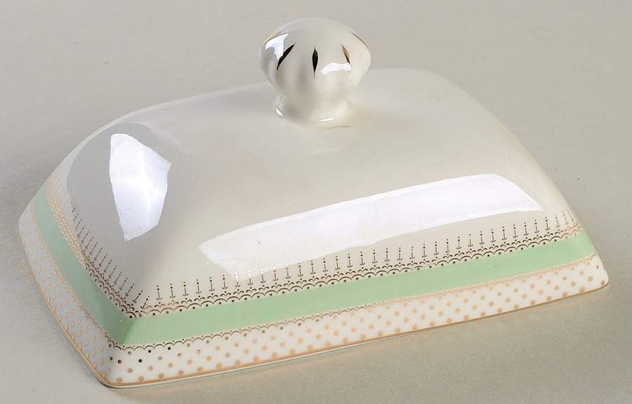 Pin Dots Mint Green Lid for 1/4 Lb Butter by Grace's Teaware-1