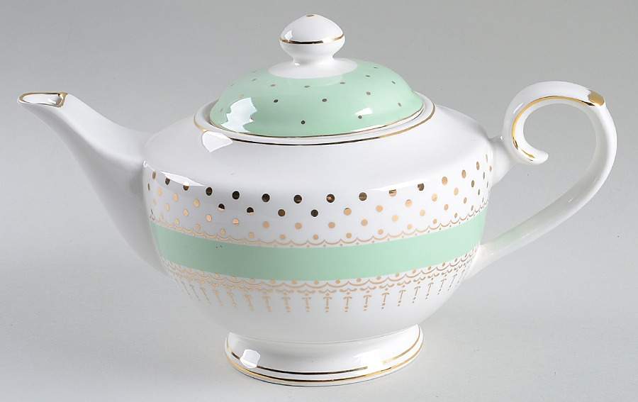 Pin Dots Mint Green Teapot & Lid by Grace's Teaware-1